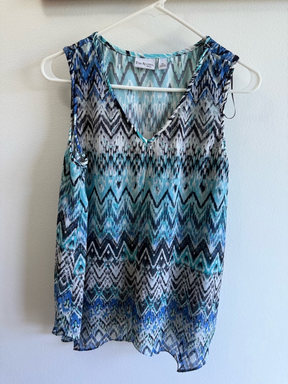 Kim Rogers top size petite large built-in necklace womens
